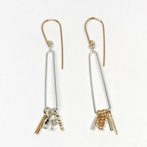Obelisks: Sterling Silver + 14/20 Gold-fill earrings
