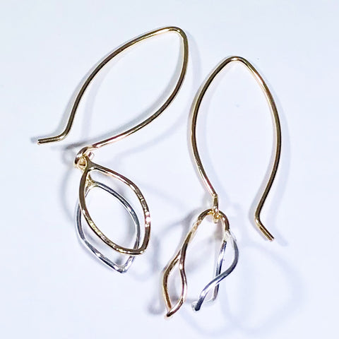 Spring Leaves: 14/20 Gold-filled and Sterling Silver Earrings
