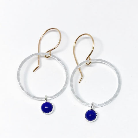 All You Need: Sterling Silver and 14/20 Gold-filled Earrings with Lapis