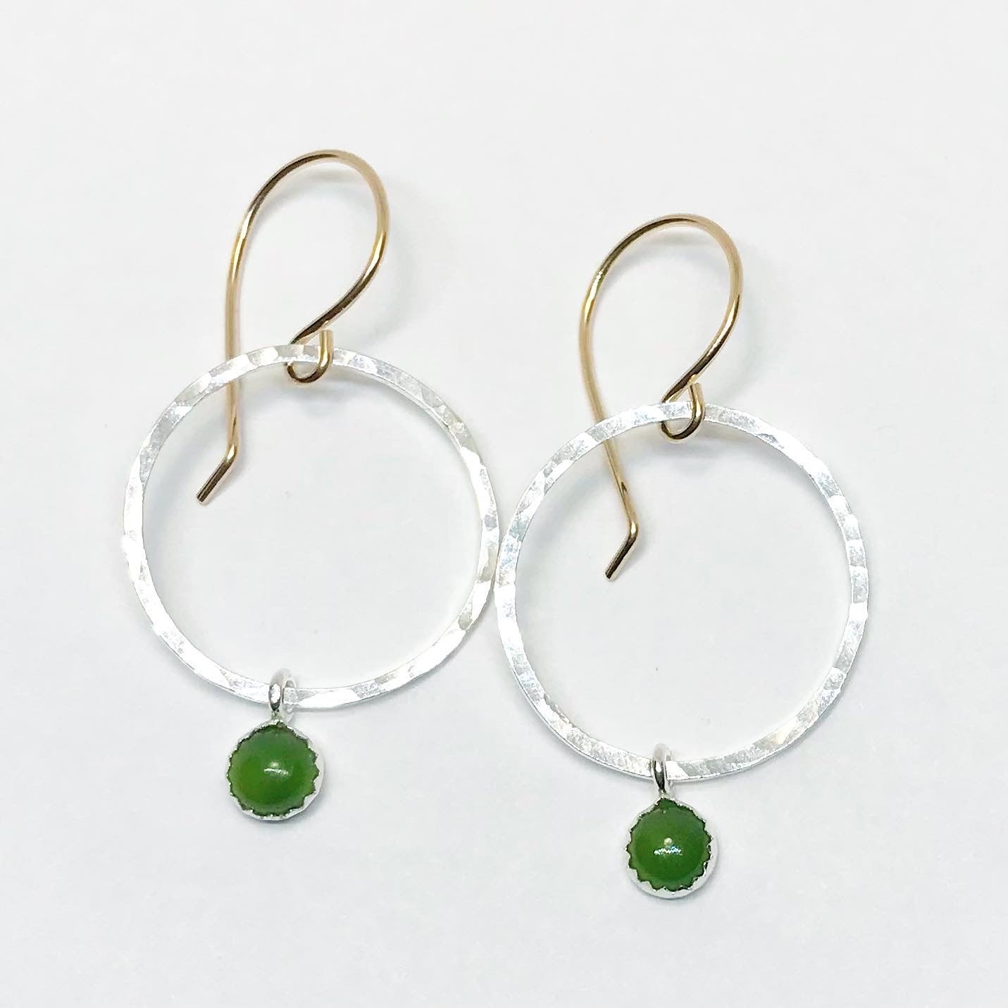 All You Need: Sterling Silver and 14/20 Gold-filled Earrings with Jade