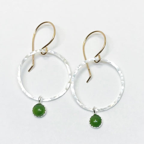 All You Need: Sterling Silver and 14/20 Gold-filled Earrings with Jade