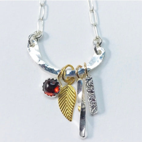 Forest Floor Necklace with Garnet