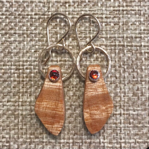 Camano Maple: Wood, Garnet, Sterling Silver, 14/20 Gold-filled