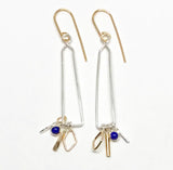 Obelisks: Sterling Silver + 14/20 Gold-fill earrings with semiprecious stones