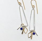 Obelisks: Sterling Silver + 14/20 Gold-fill earrings with semiprecious stones
