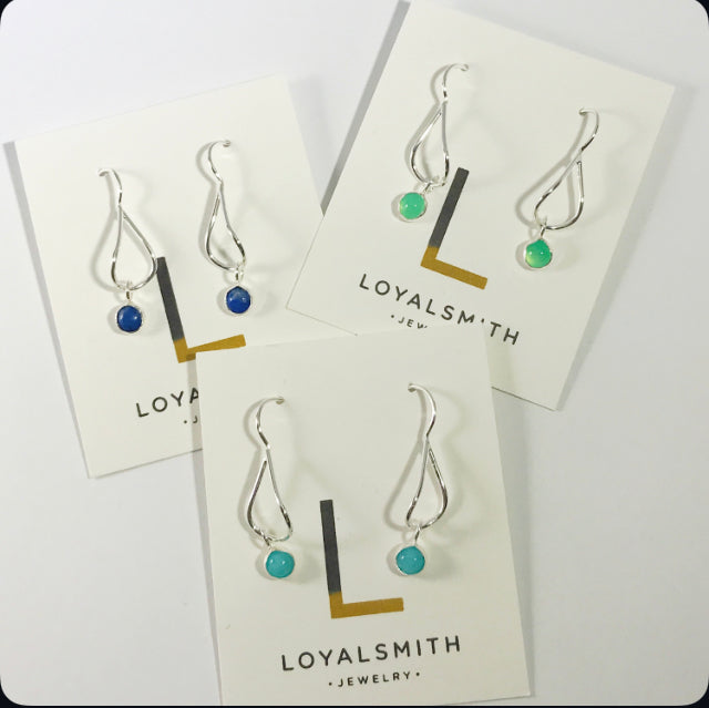 Water Colors: Sterling Silver Earrings with semi precious stones