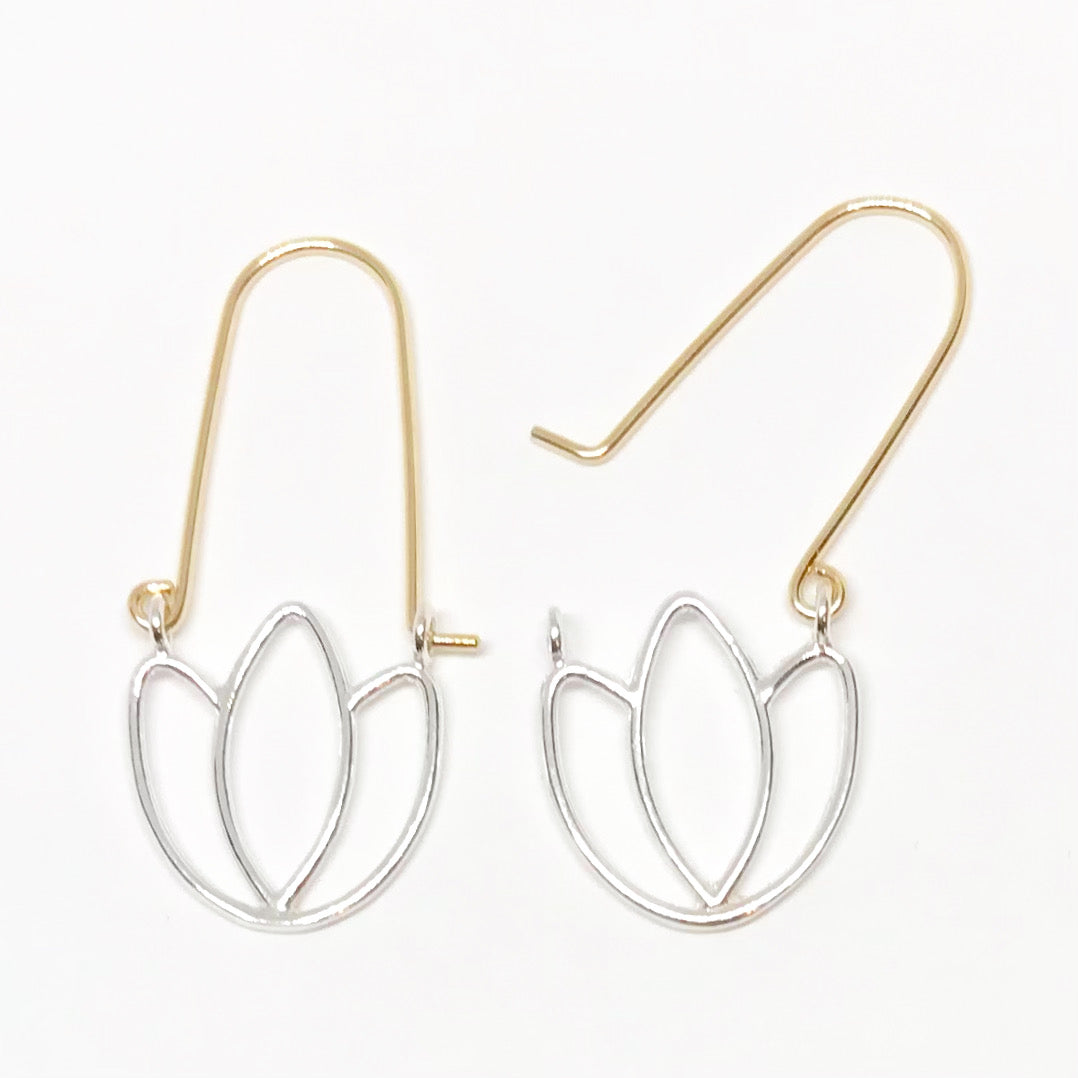 Tulips: Sterling Silver + 14/20 Gold-filled earrings