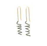 Corkscrews, Large:  Oxidized Sterling Silver & 14/20 Gold-filled Earrings