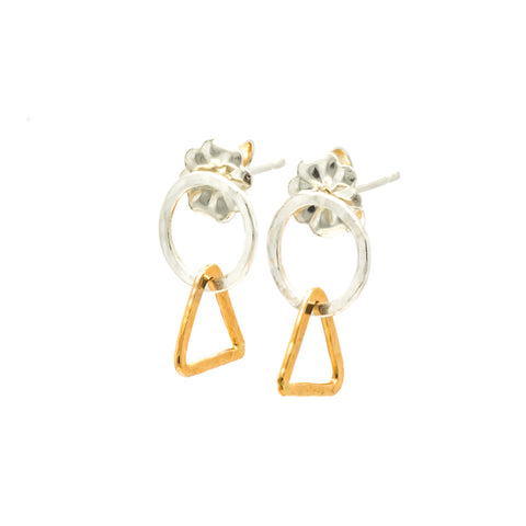 Tiny Circle & Triangle: Sterling Silver & 14/20 Gold-filled Earrings