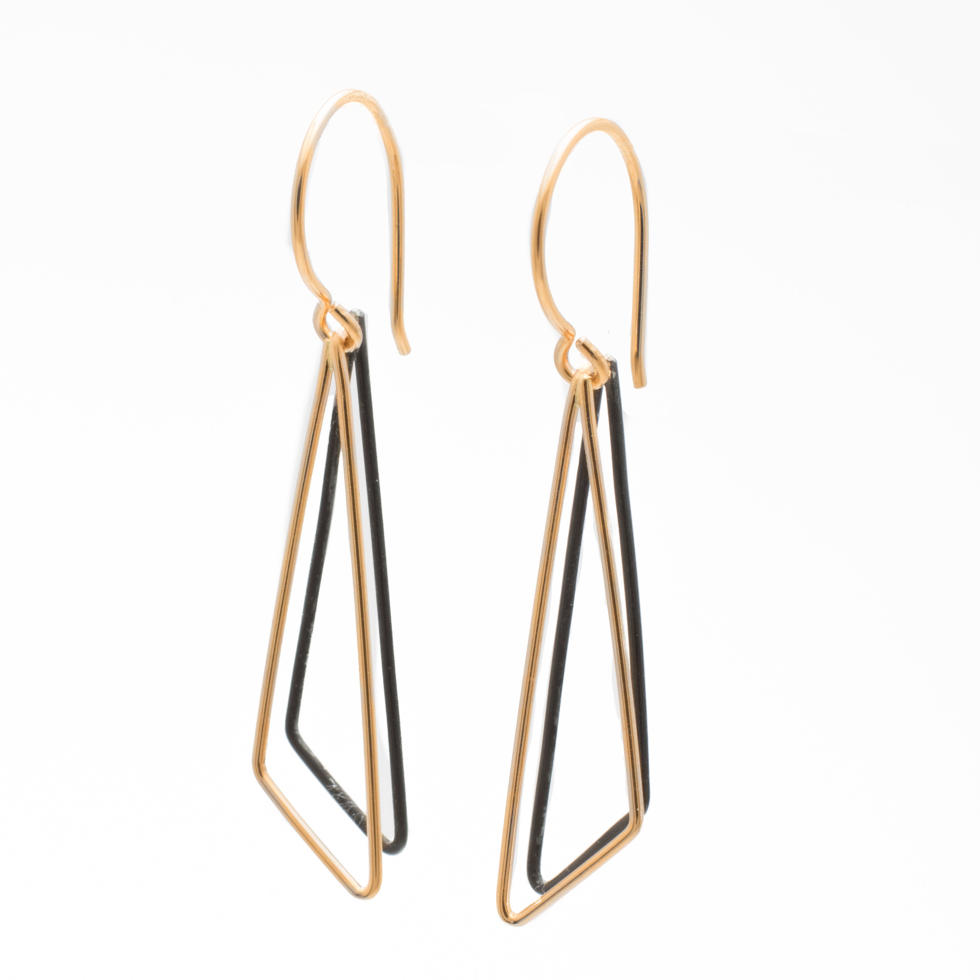 Obtuse Shadows: 14/20 Gold-filled & Oxidized Sterling Silver Earrings