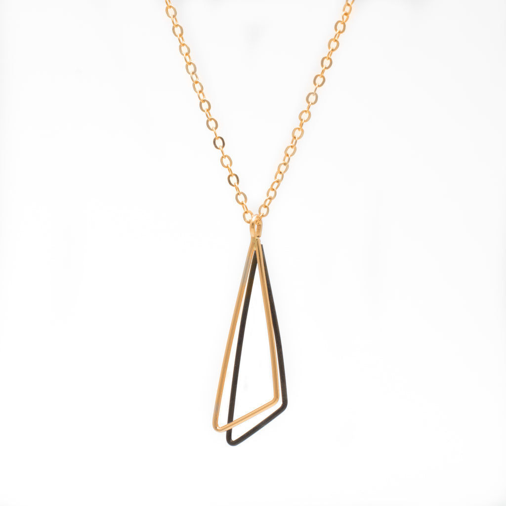 Obtuse Shadow: 14/20 Gold-filled & Oxidized Sterling Silver Necklace