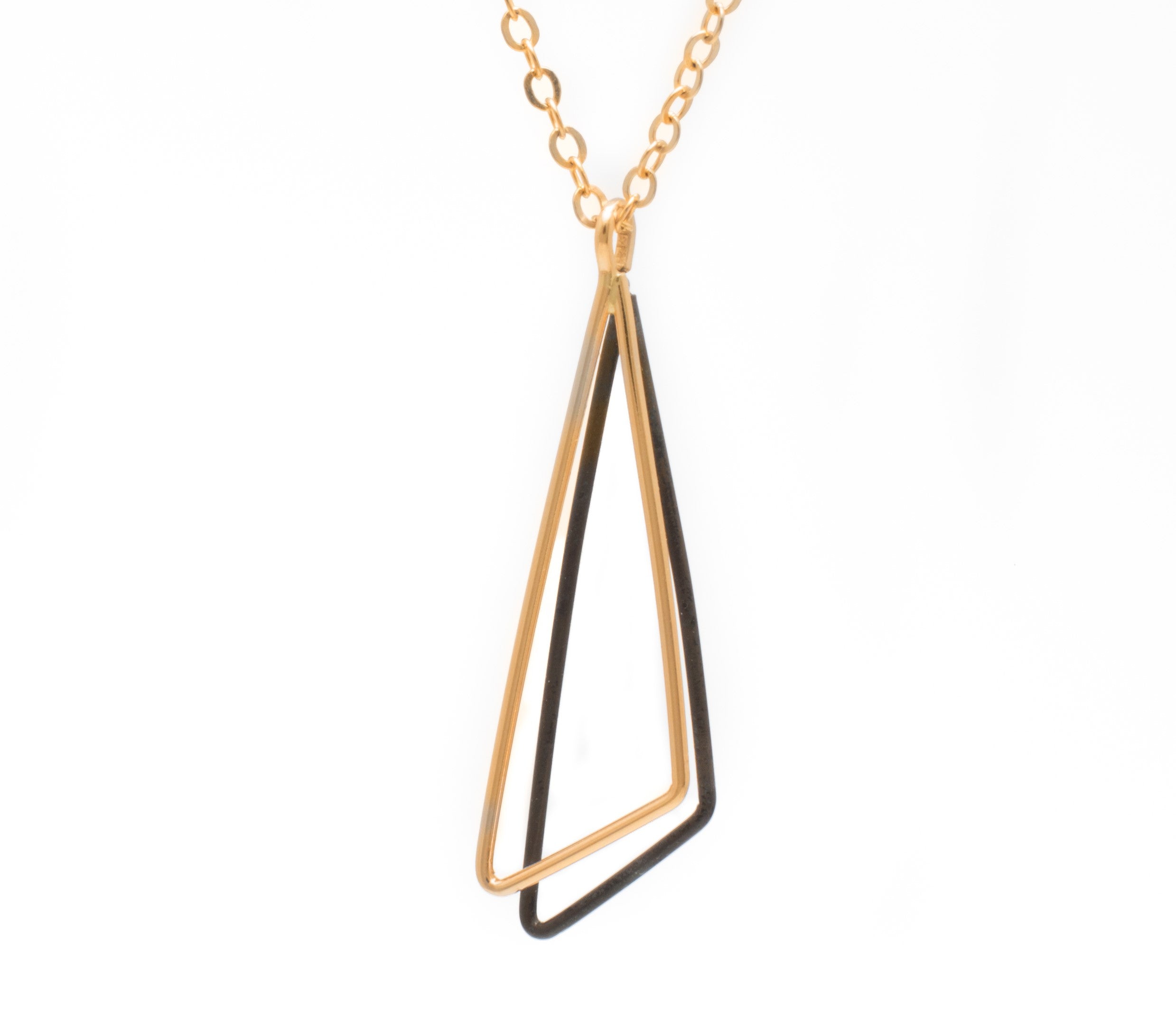 Obtuse Shadow: 14/20 Gold-filled & Oxidized Sterling Silver Necklace