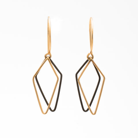 Kite Shadows: 14/20 Gold-filled and Oxidized Sterling Silver Earrings