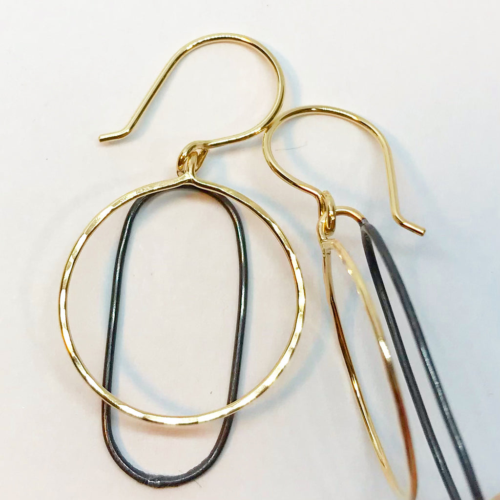 Long Shadows: Oxidized Sterling Silver & 14/20 Gold-filled Earrings