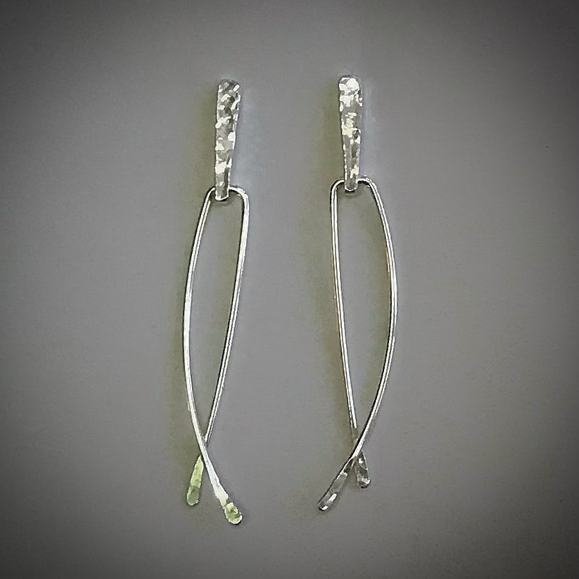 Forged Sterling Silver post earrings with movement