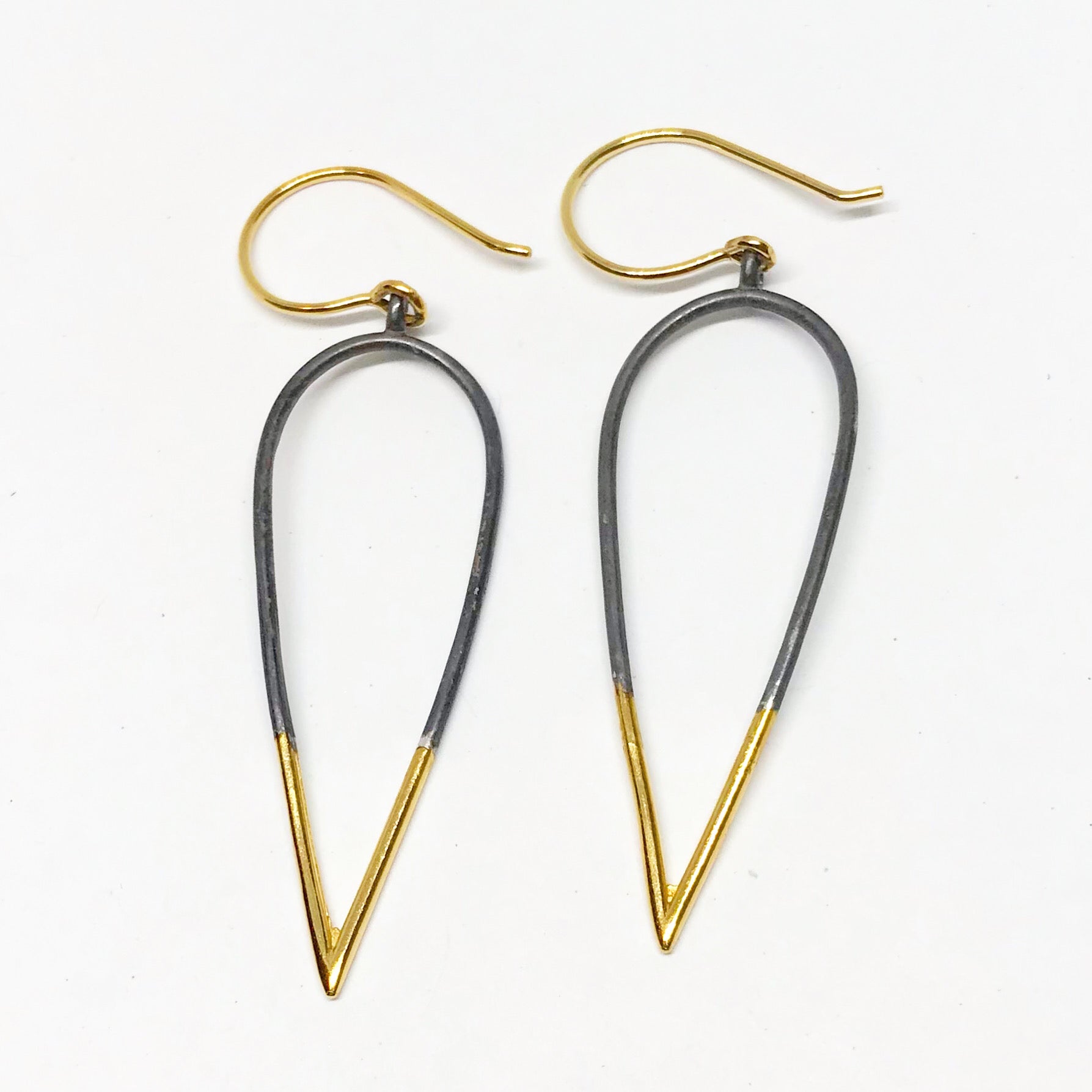 Stingers: Medium and Large size, Oxidized Sterling Silver & Vermeil Earrings