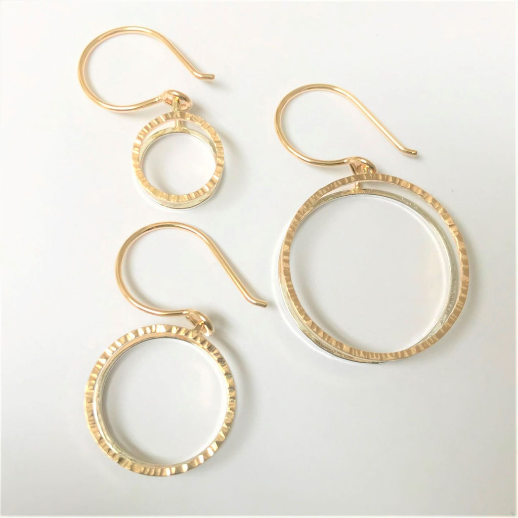 Business Circles:  Medium Size, 14/20 Gold-filled and Sterling Silver Earrings