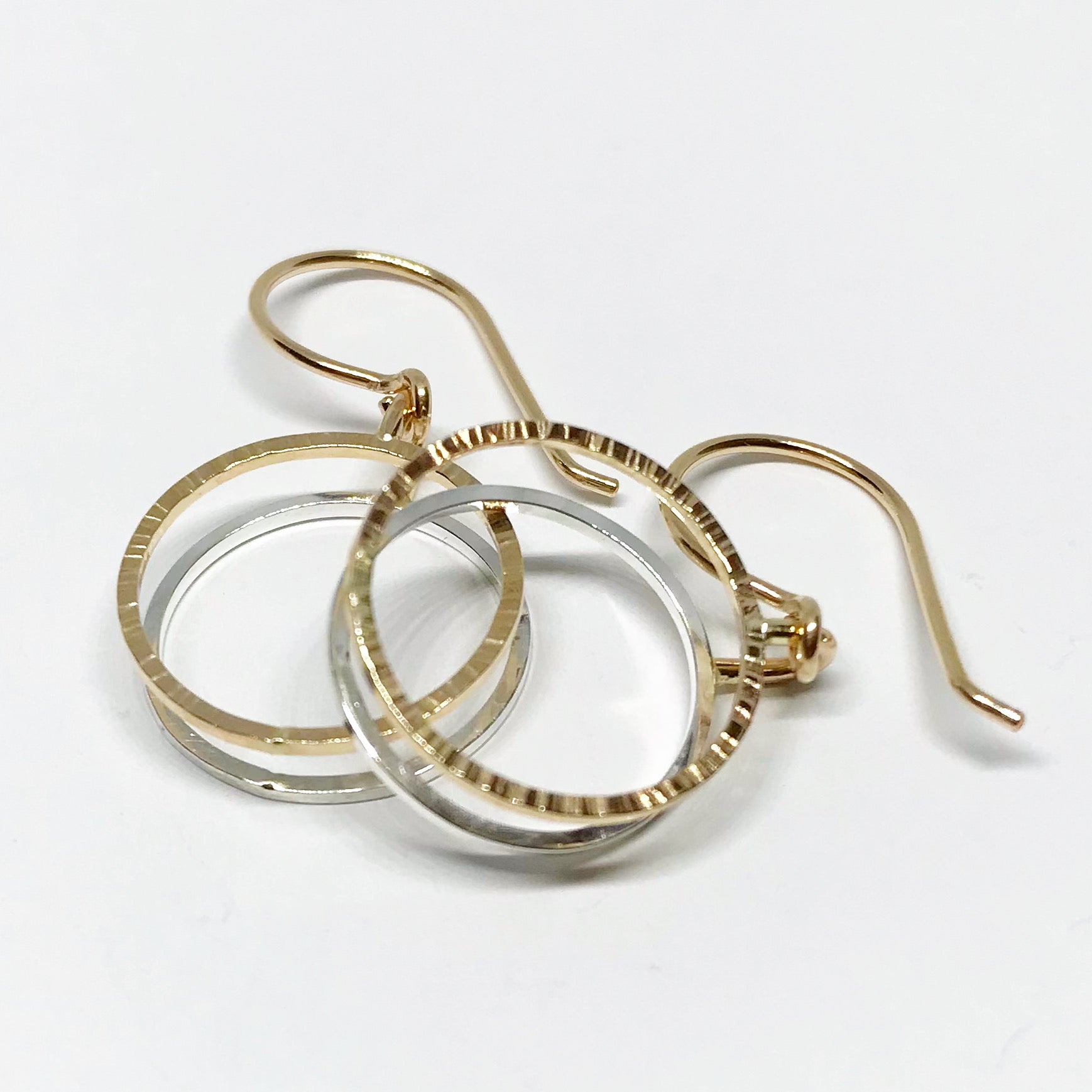 Business Circles:  Medium Size, 14/20 Gold-filled and Sterling Silver Earrings