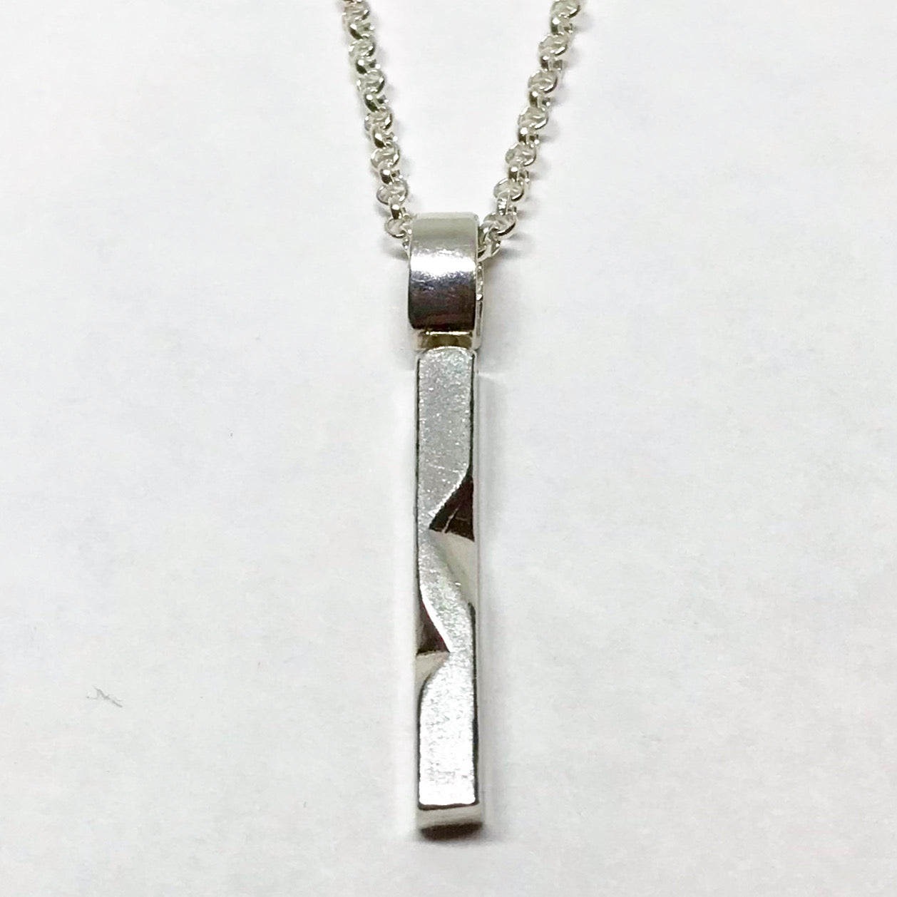 Carved Pillar: Sterling Silver Necklace