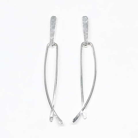 Forged Sterling Silver post earrings with movement