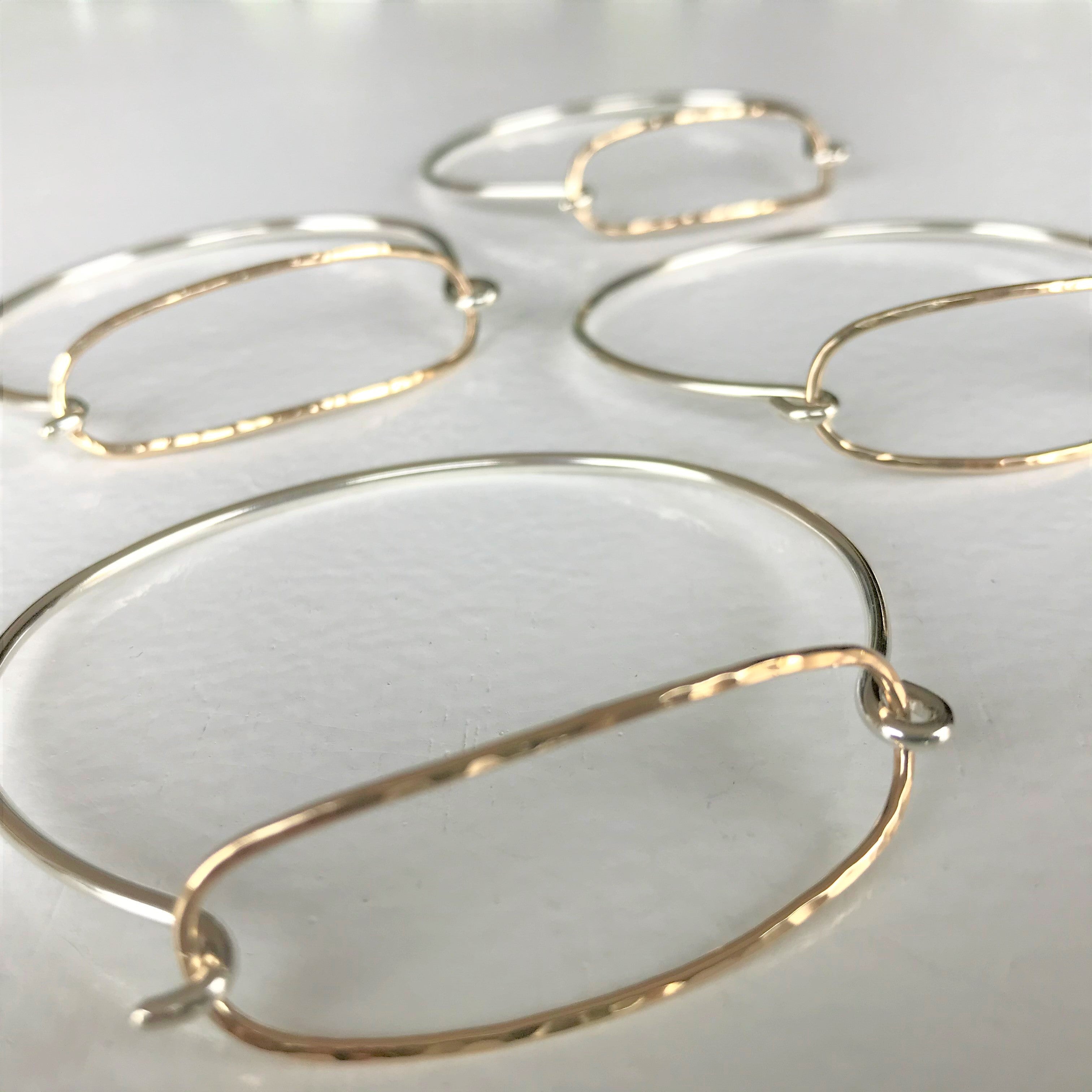 Baguette Bangle: Sterling Silver Bangle with 14/20 Gold-filled Clasp