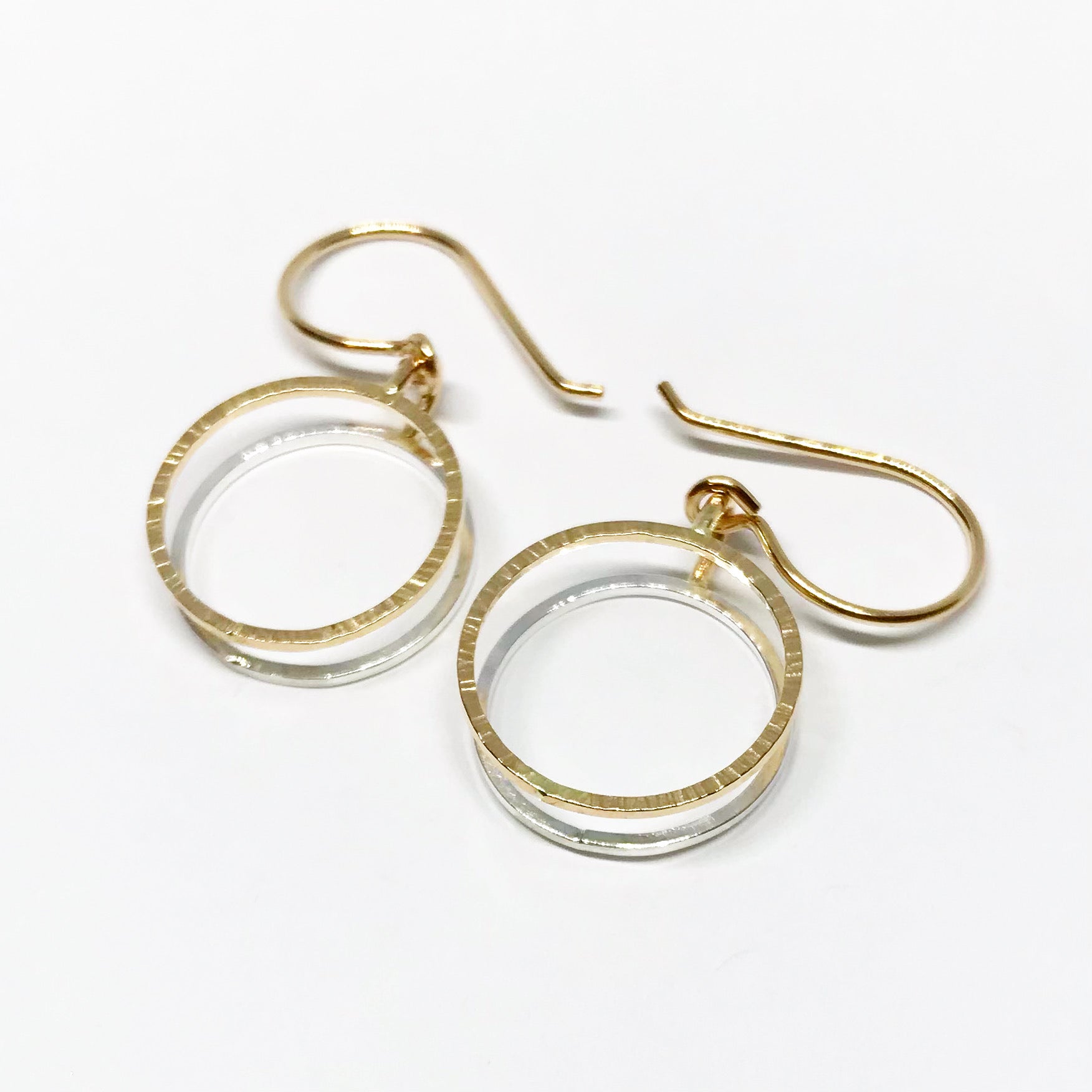 Business Circles:  Medium Size, 14/20 Gold-filled and Sterling Silver Earrings