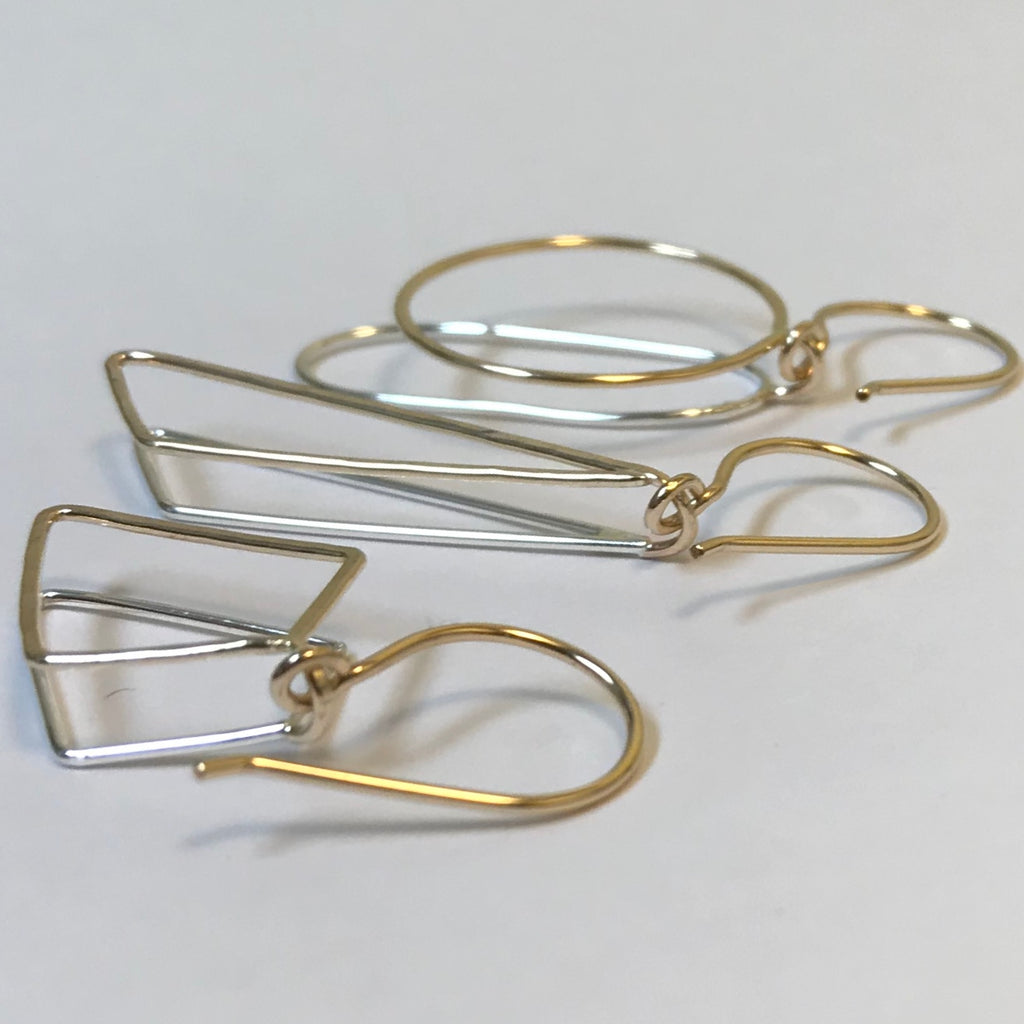 Kite Reflections: 14/20 Gold-filled and Bright Sterling Silver Earrings