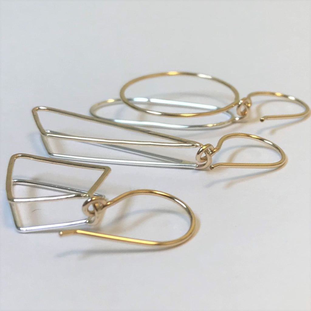 Obtuse Reflections: 14/20 Gold-filled & Bright Sterling Silver Earrings