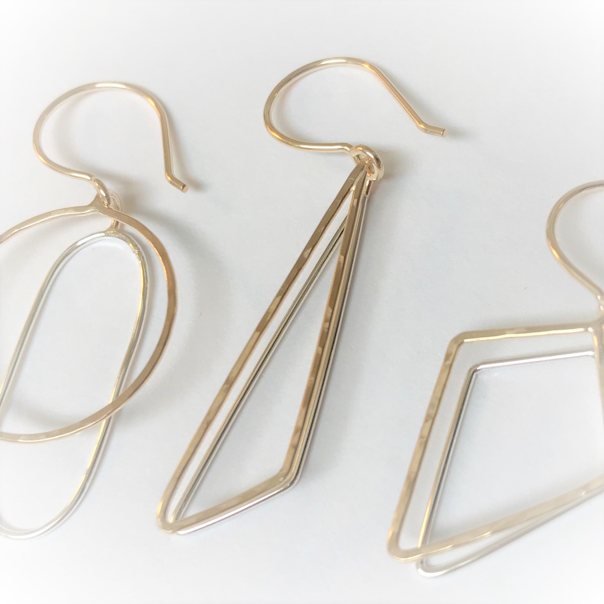 Obtuse Reflections: 14/20 Gold-filled & Bright Sterling Silver Earrings