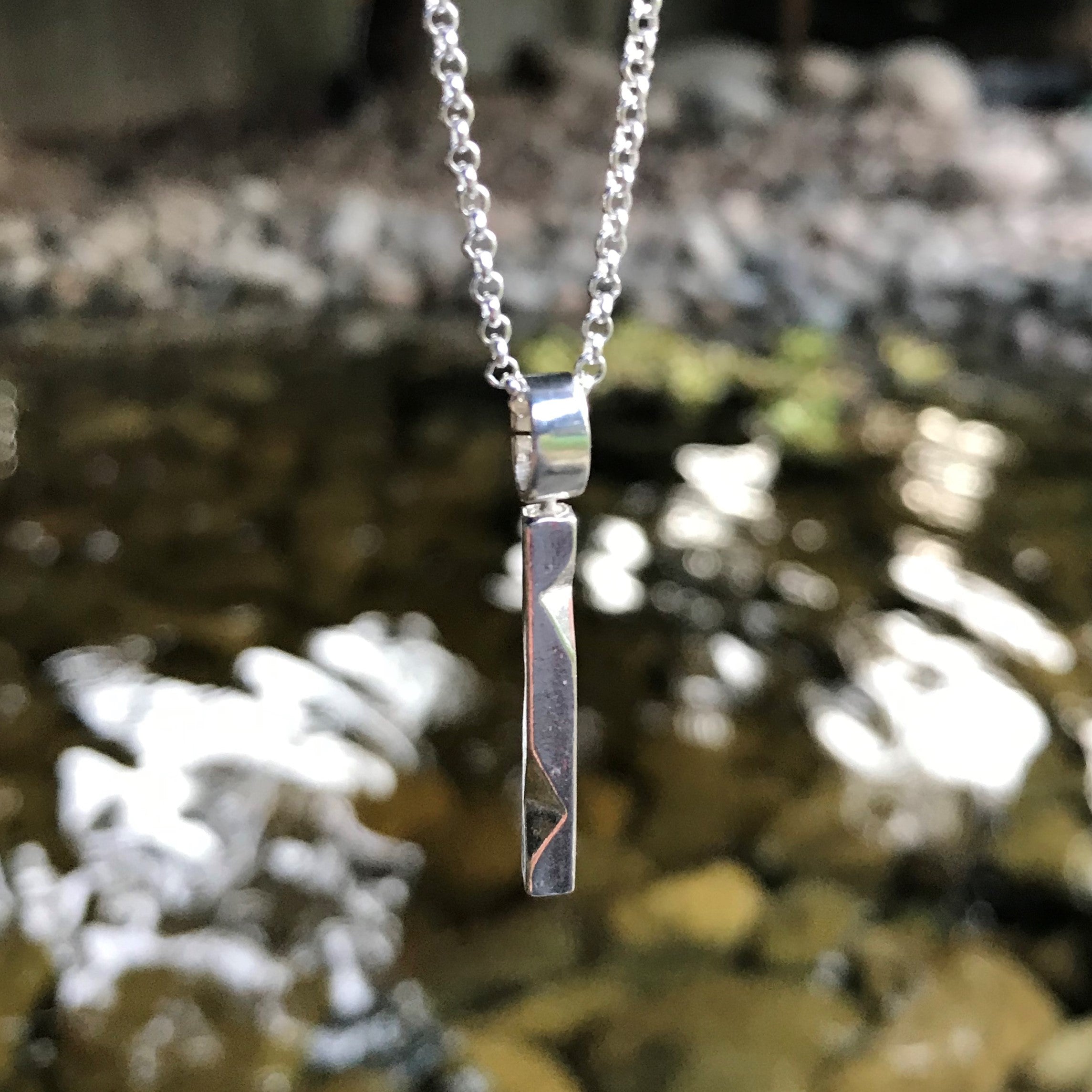 Carved Pillar: Sterling Silver Necklace