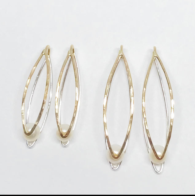Suspense: Sterling Silver, 14/20 Gold-Filled Pearl Earrings