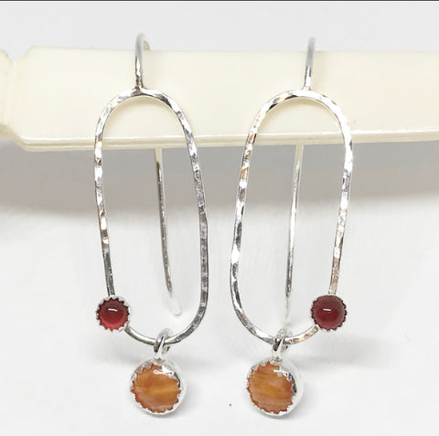Perfect Day: Sterling Silver Earrings with Spiny Oyster and Carnelian