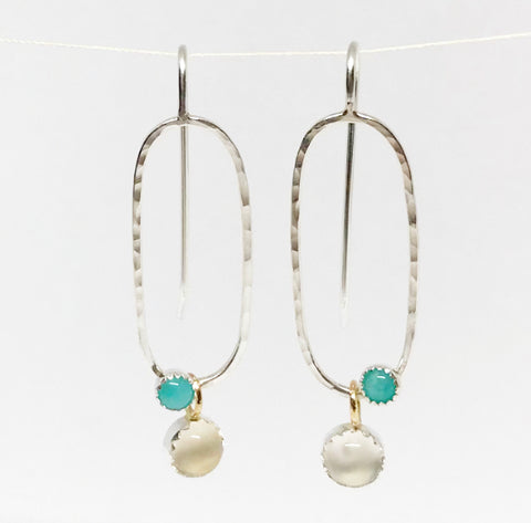 Perfect Day: Sterling Silver Earrings with Moonstone and Amazonite