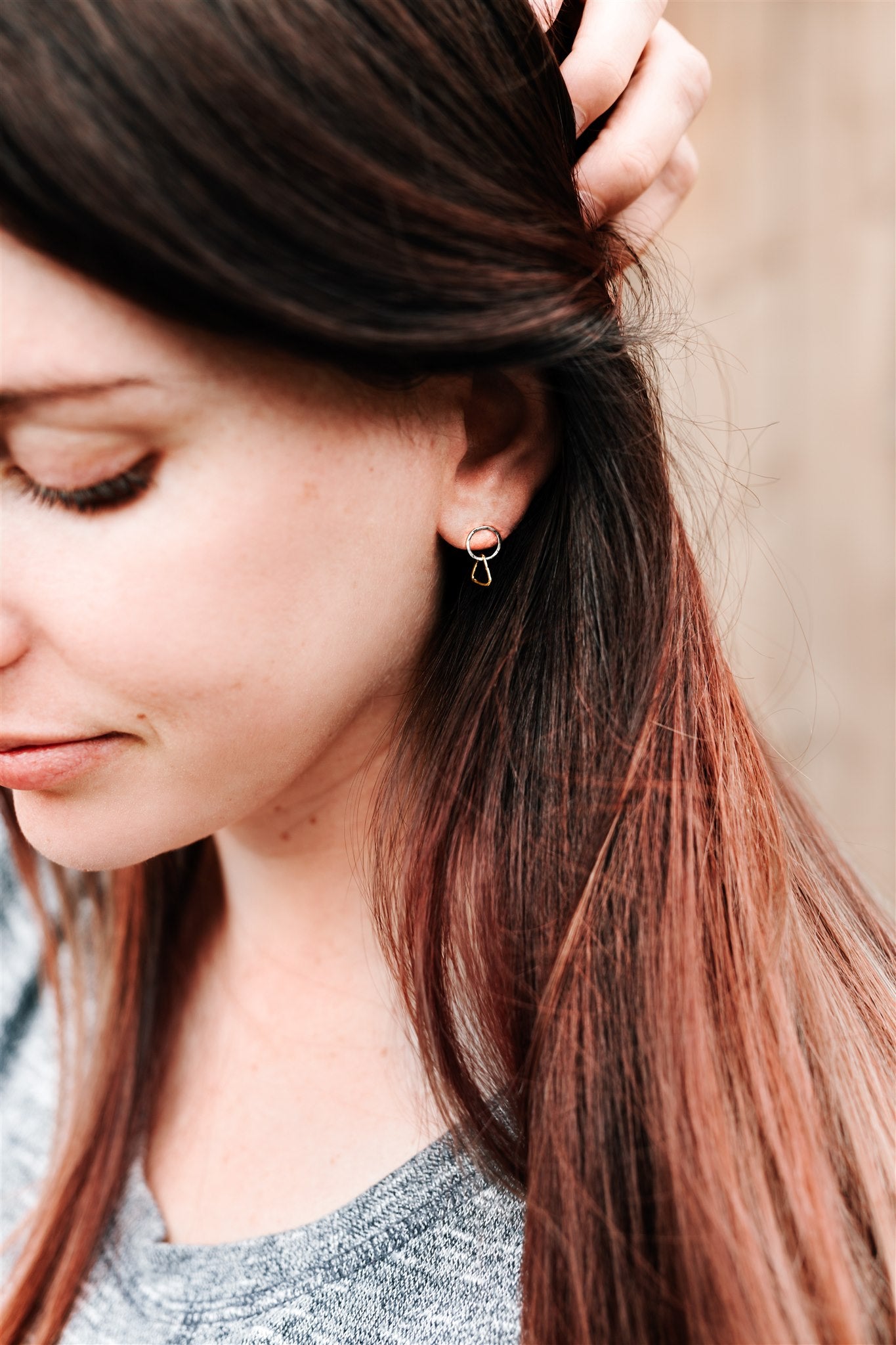 Tiny Circle & Triangle: Sterling Silver & 14/20 Gold-filled Earrings