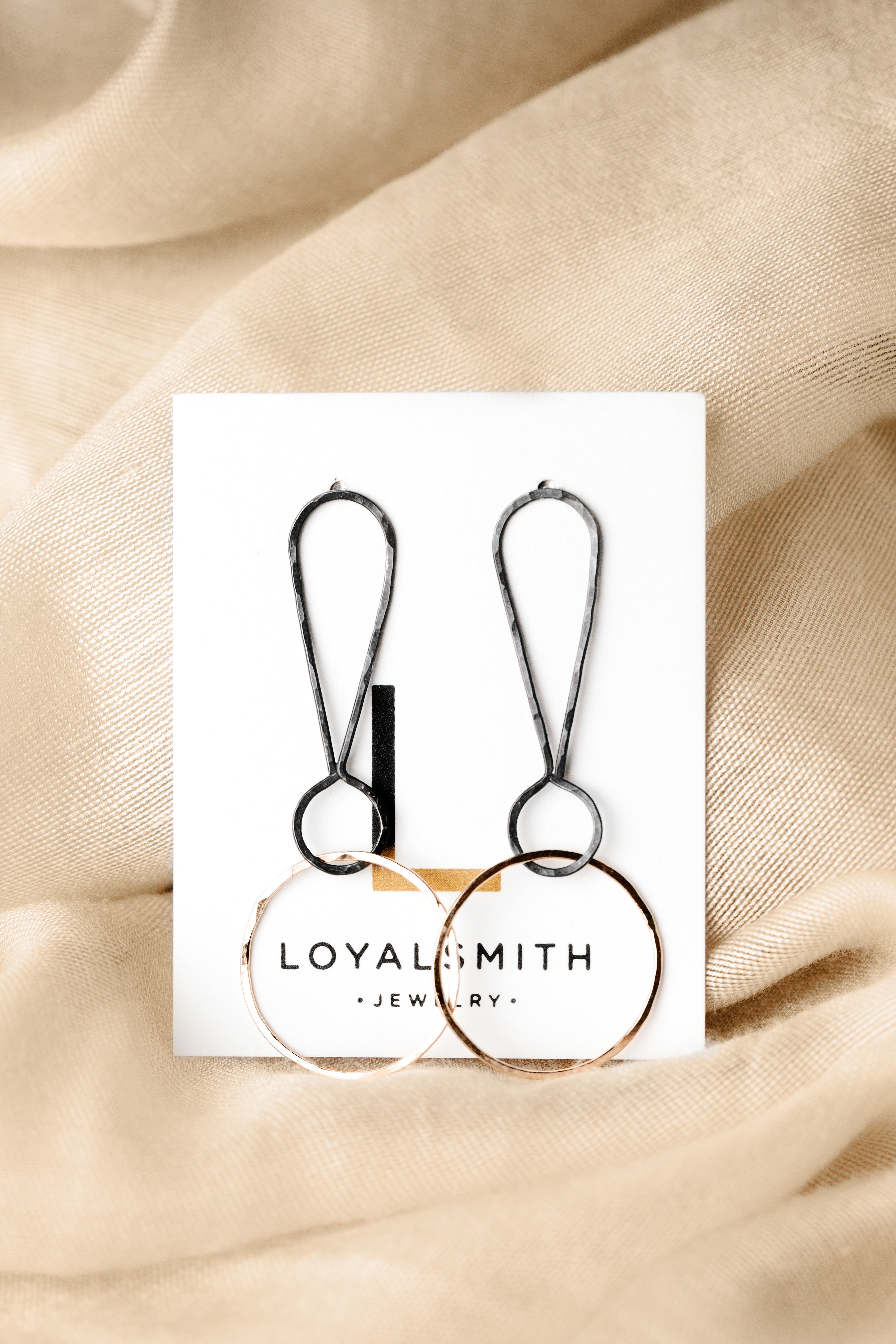 Exclamations:  Small or Large, Oxidized Sterling Silver & 14/20 Gold-filled Earrings