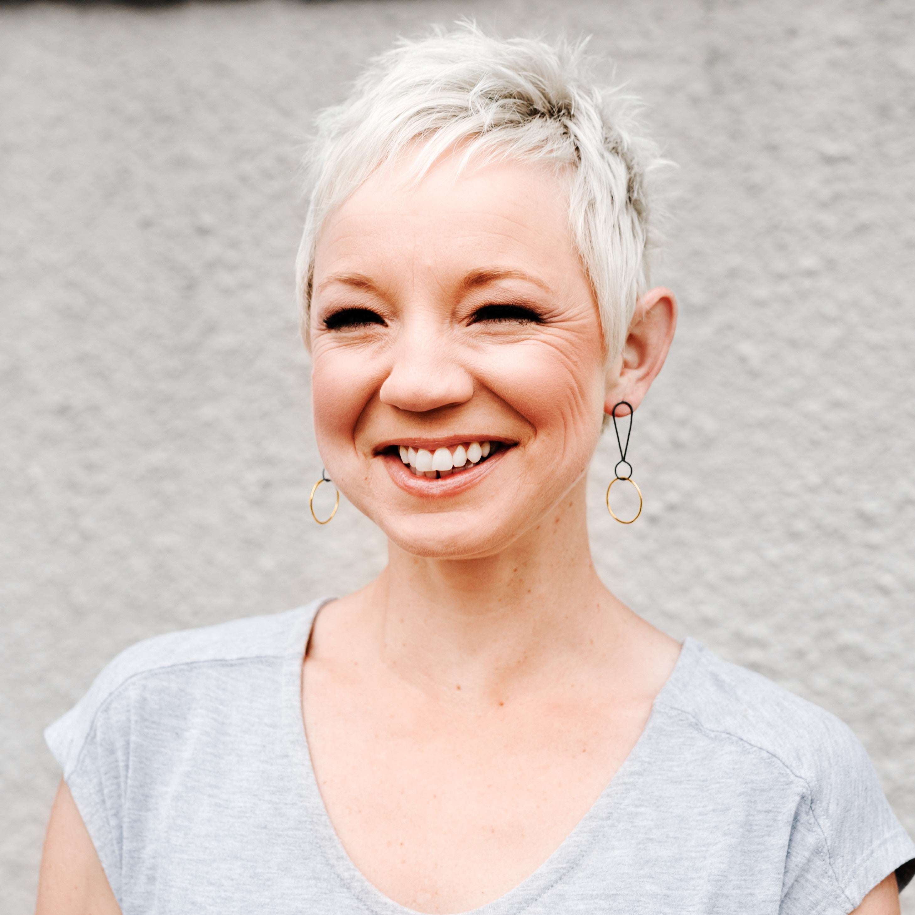 Exclamations:  Small or Large, Oxidized Sterling Silver & 14/20 Gold-filled Earrings