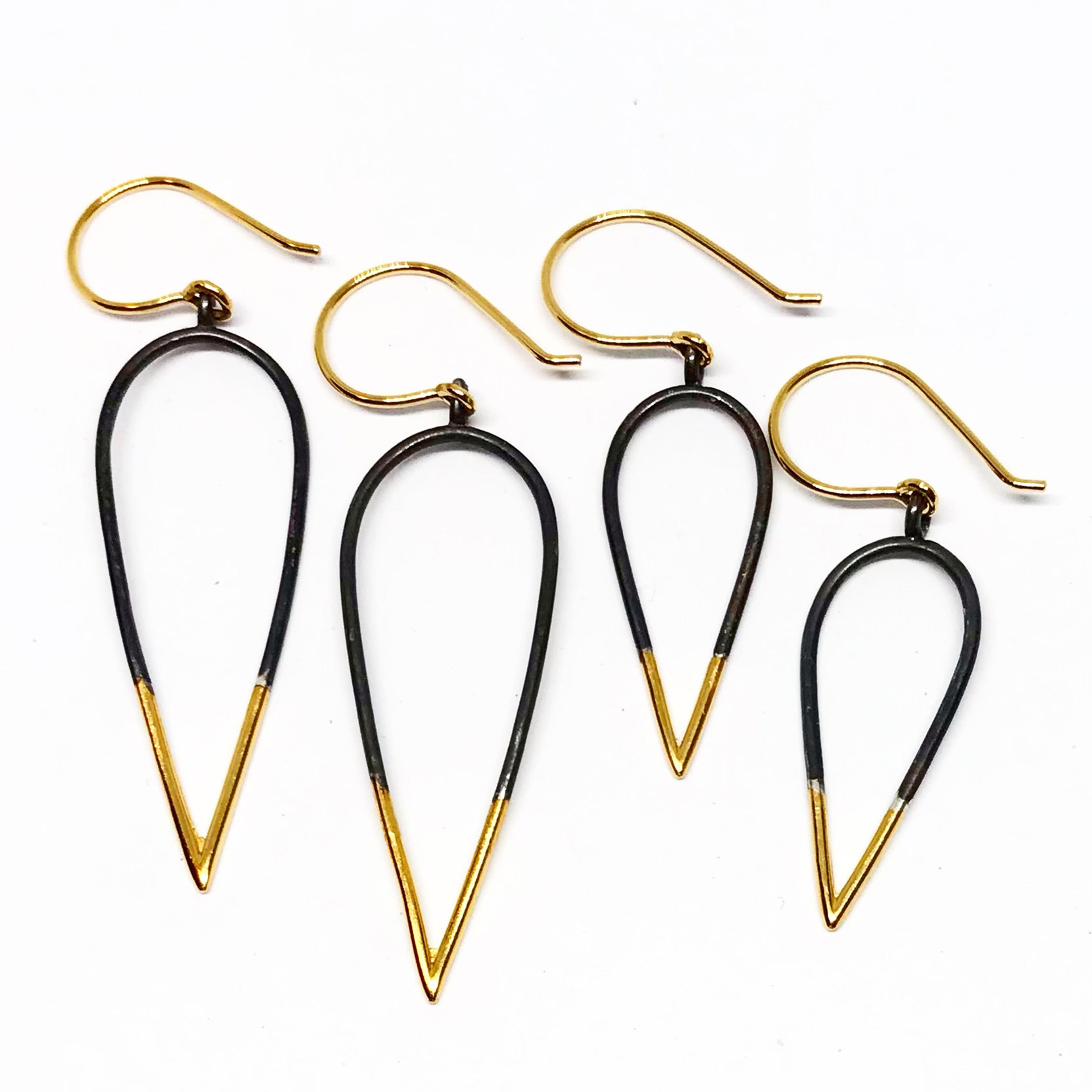 Stingers: Medium and Large size, Oxidized Sterling Silver & Vermeil Earrings